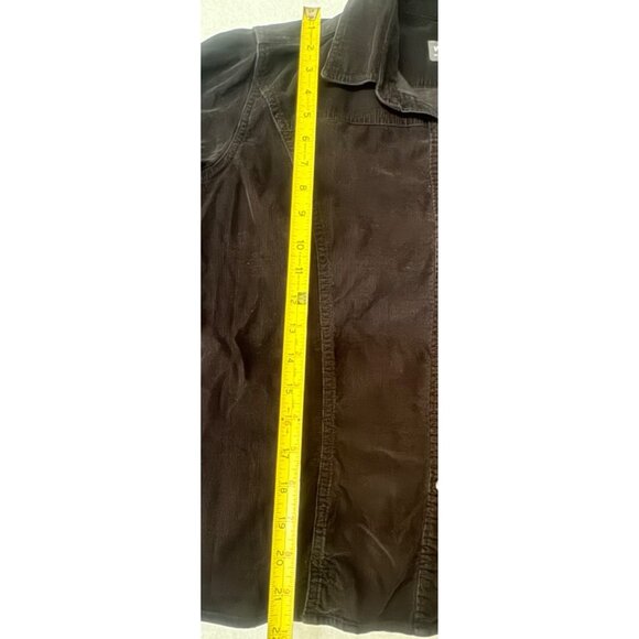 Woolrich Button Front Shirt Micro Corduroy Shirt Princess Seam Black Womens Size - Picture 4 of 8